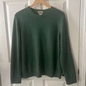 Vintage LL Bean Sweater Large Moss Green Ribbed Cotton knit Fisherman Sweater